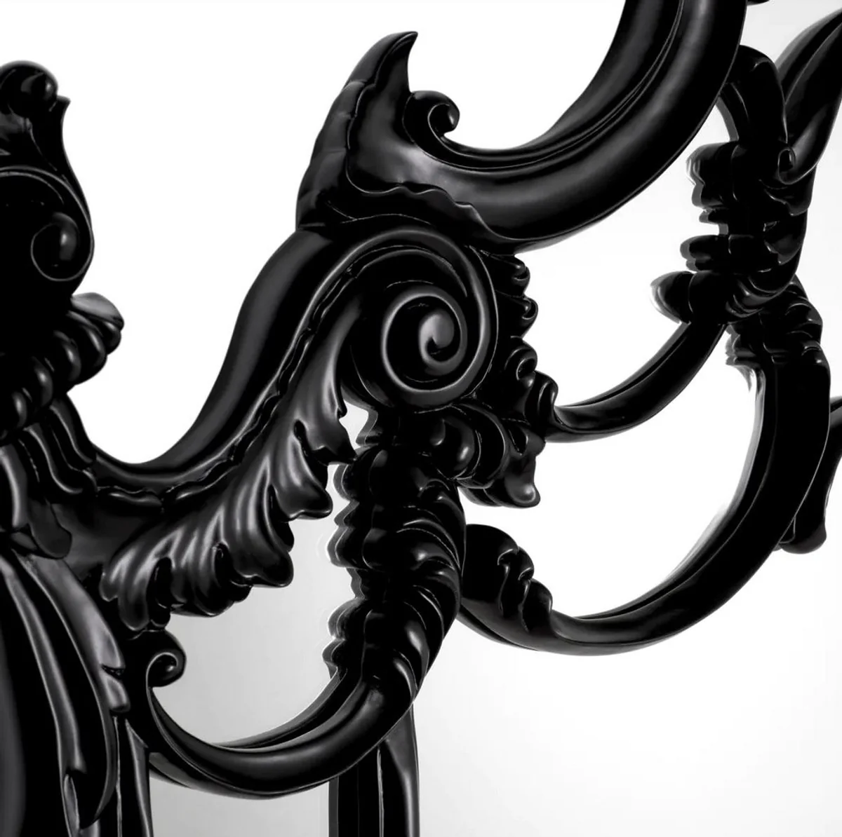 Luxus Barock Mahagoni Spiegel Schwarz - Prunkvoller Barockstil Wandspiegel aus handgeschnitztem Mahagoni Holz - Luxus Möbel im Barockstil - Prunkvolle Barock Möbel - Edel & Prunkvoll