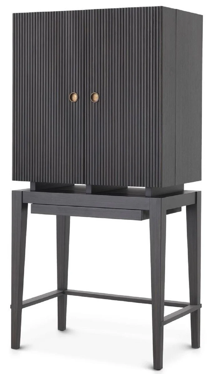 Luxury wine cabinet anthracite gray / bronze 82.5 x 51 x H. 168 cm - mahogany bar cabinet with 2 doors - bar furniture - luxury quality