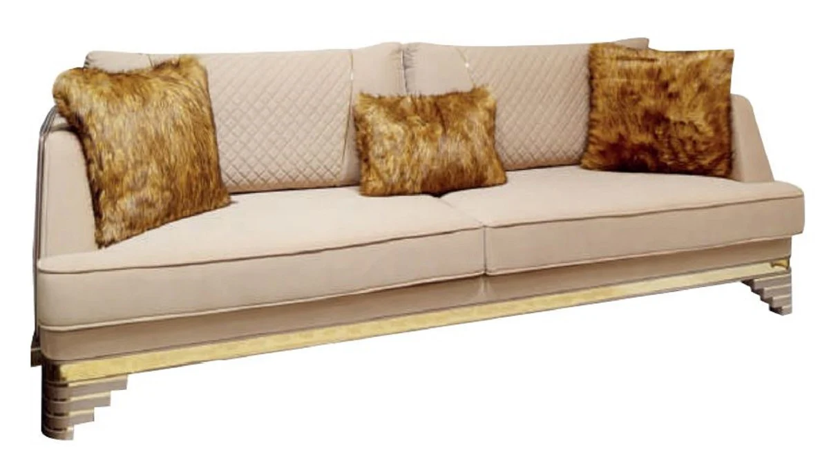 Luxury Art Deco Sofa Beige / Purple / Gray / Gold - Elegant Living Room Sofa with Marble Look - Luxury Art Deco Living Room & Hotel Furniture