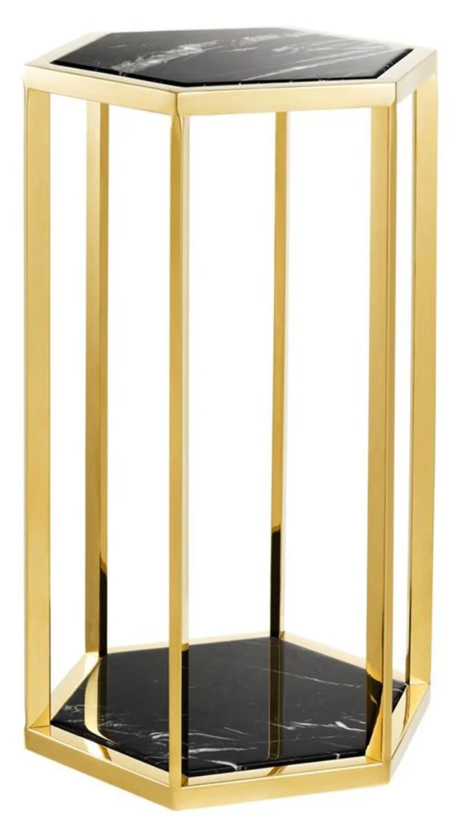 Luxury side table set of 2 in gold with black marble - luxury quality
