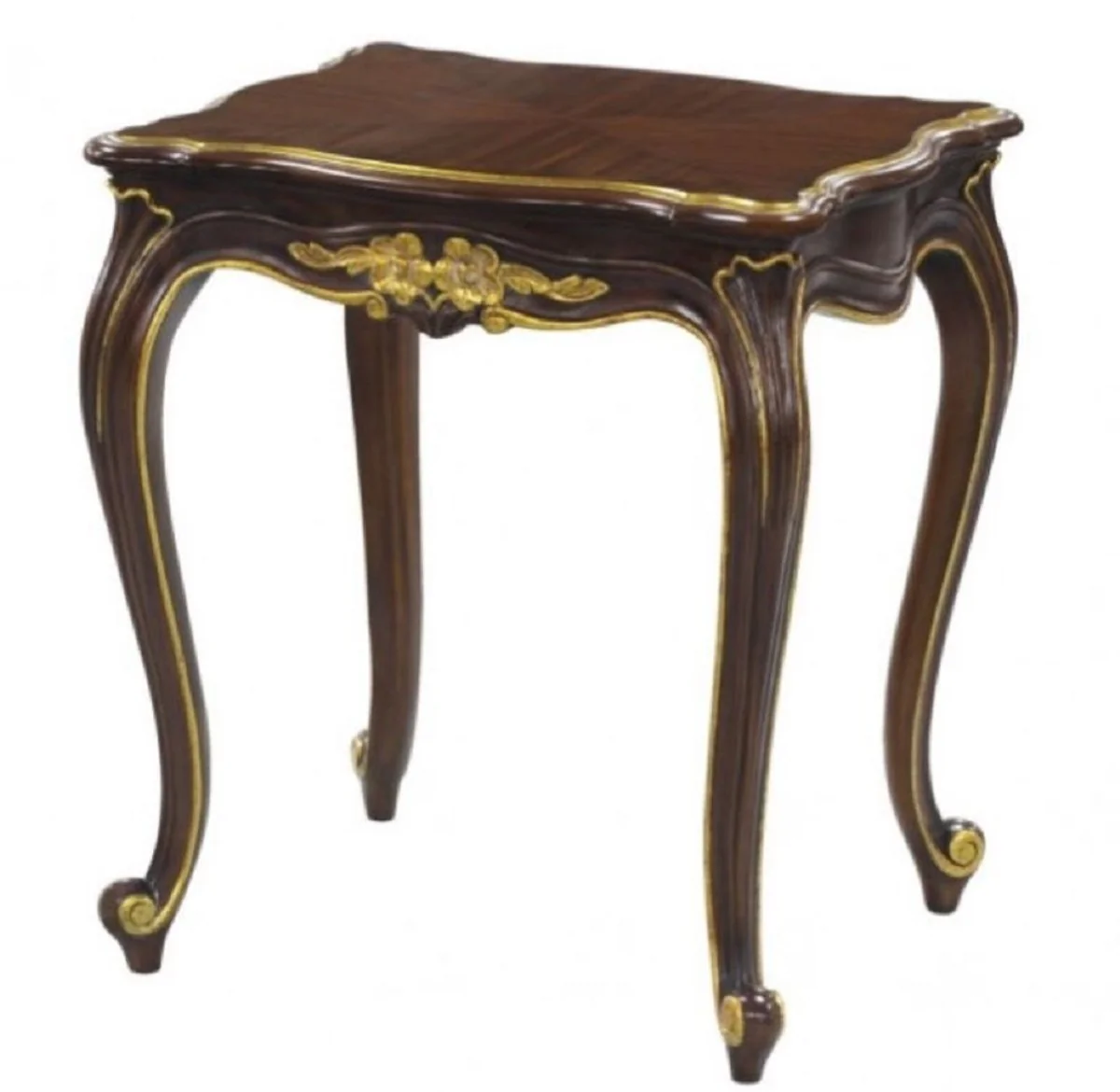 Luxury baroque side table dark brown / gold 58 x 48 x H. 66 cm - luxury quality