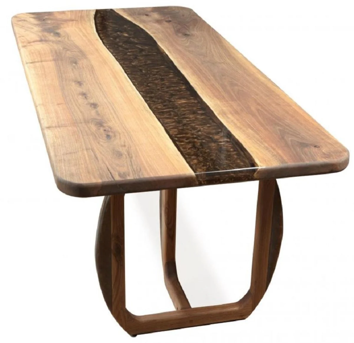 Luxury dining table brown 200 x 100 x H. 76 cm - Rectangular kitchen table with epoxy resin - Dining room furniture - Epoxy resin furniture - Luxury furniture