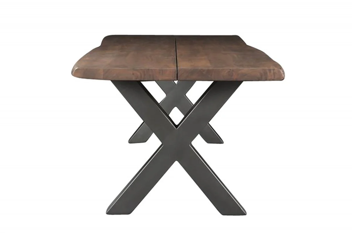 Solid wood dining table acacia with iron frame 200 x 100 x H.77 cm - designer table