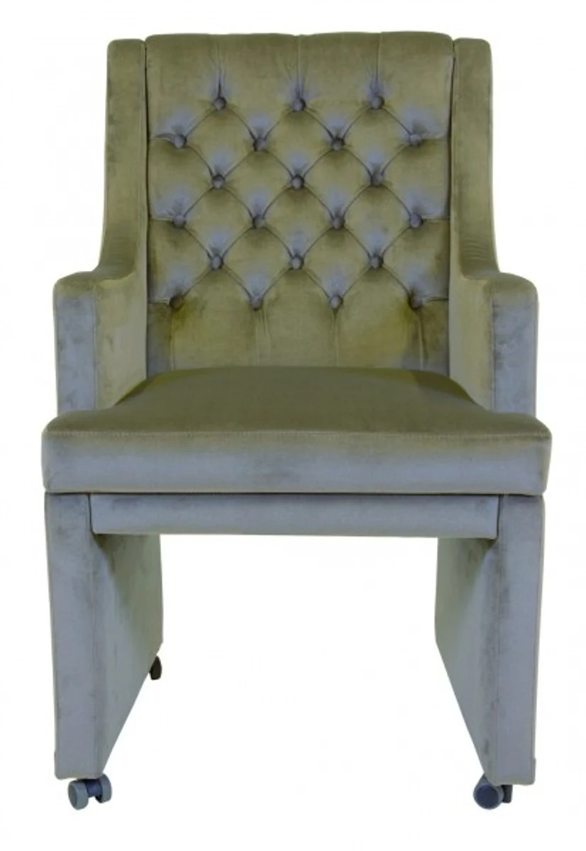 Designer dining room chair / armchair ModEF 313 gray velvet - hotel furnishings - armchair on wheels