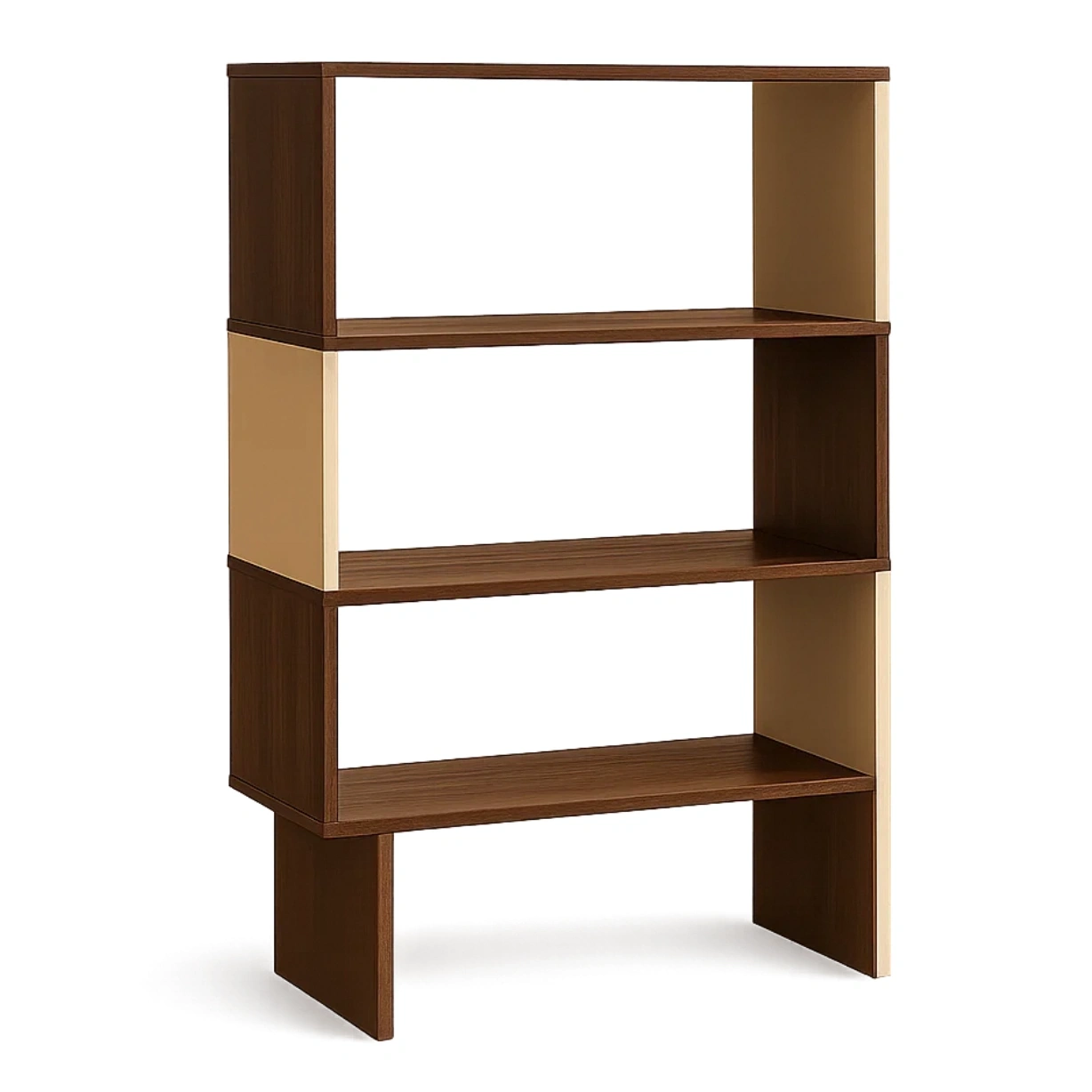 Offenes Bücherregal mit 3 Ablagen, aus Spanplatte, braun und beige, freistehend, für Wohnzimmer oder Büro, Maße: 80 x 30 x 150 cm - PX6bf1VrfBjr