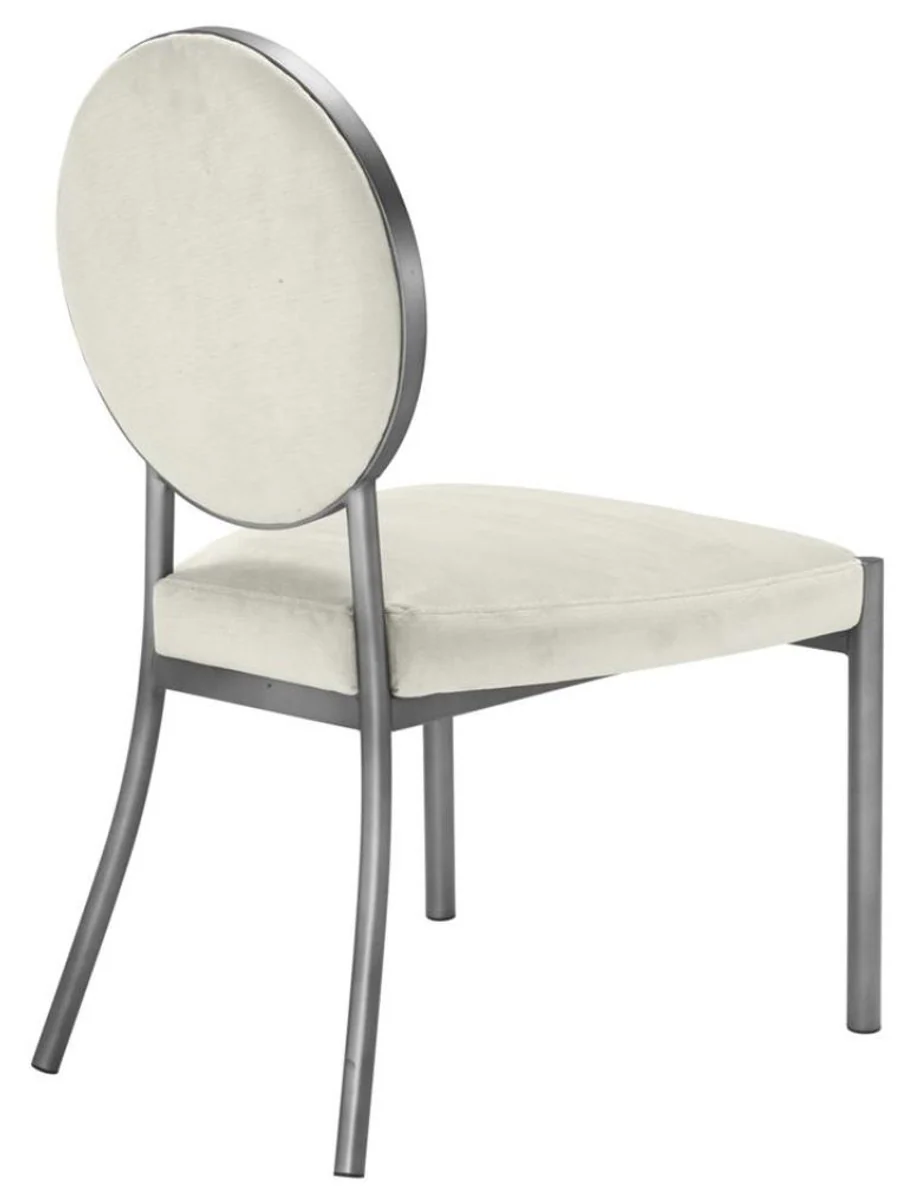 Dining room chair matt silver / light gray 57.5 x 60 x H. 91 cm - Luxury dining room furniture