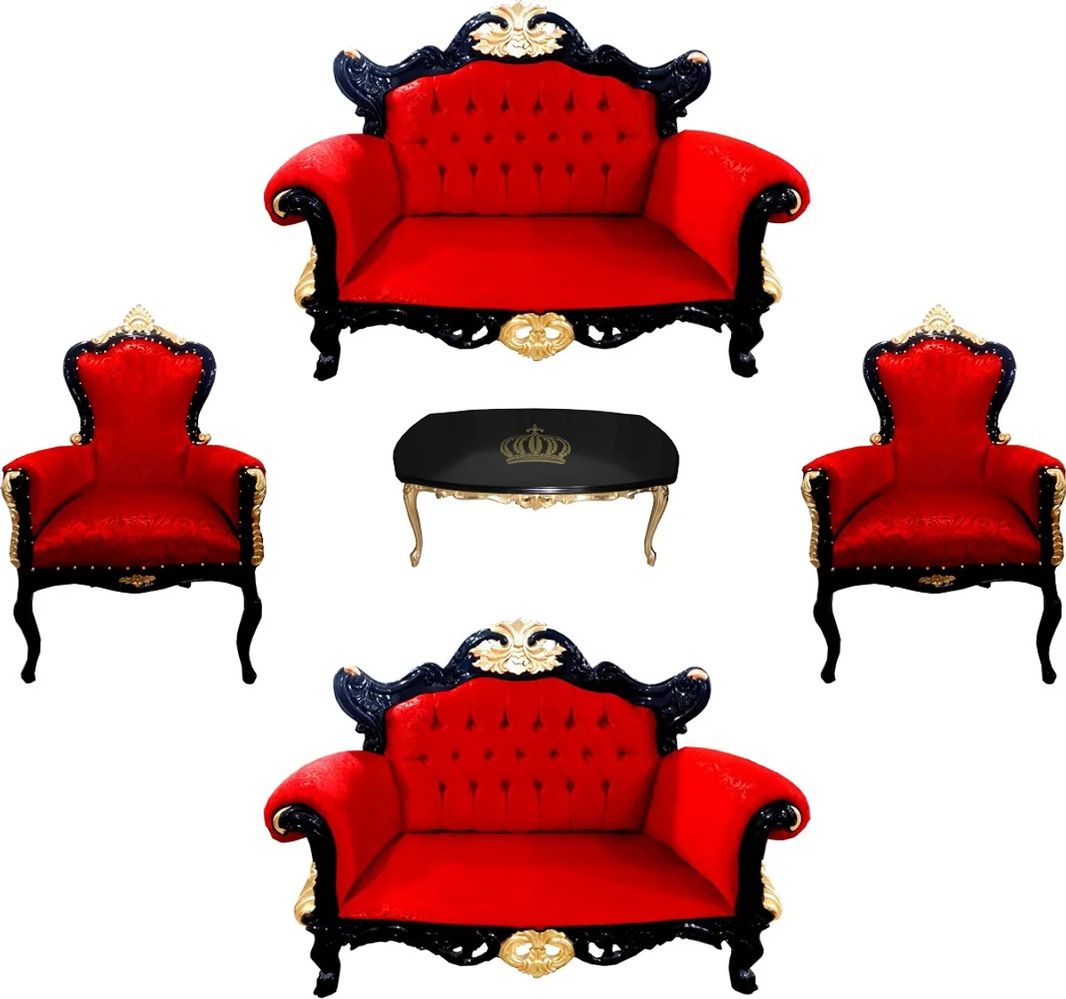 Pompöös by Luxury Baroque Living Room Set Red / Black / Gold - Pompöös Baroque Living Room Furniture designed by Harald Glööckler