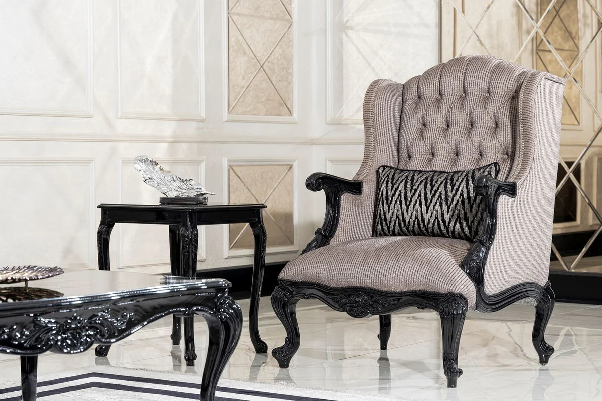 Luxury Baroque side table black - Handcrafted solid wood table in Baroque style - Luxury living room furniture in Baroque style - Baroque furniture - Noble & magnificent