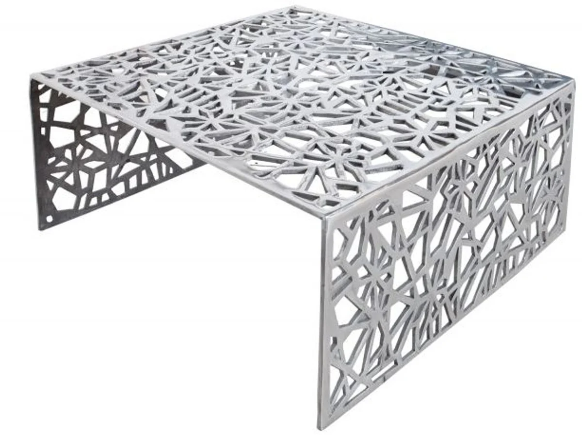 Art Deco coffee table silver metal 60 x 60 x H. 32 cm - Art Nouveau table - Furniture living room