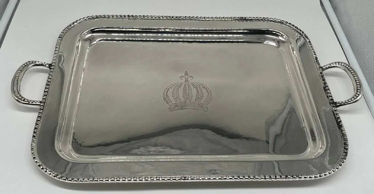 Pompöös by Luxury Baroque Serving Tray Crown Silver 48 cm - designed by Harald Glööckler