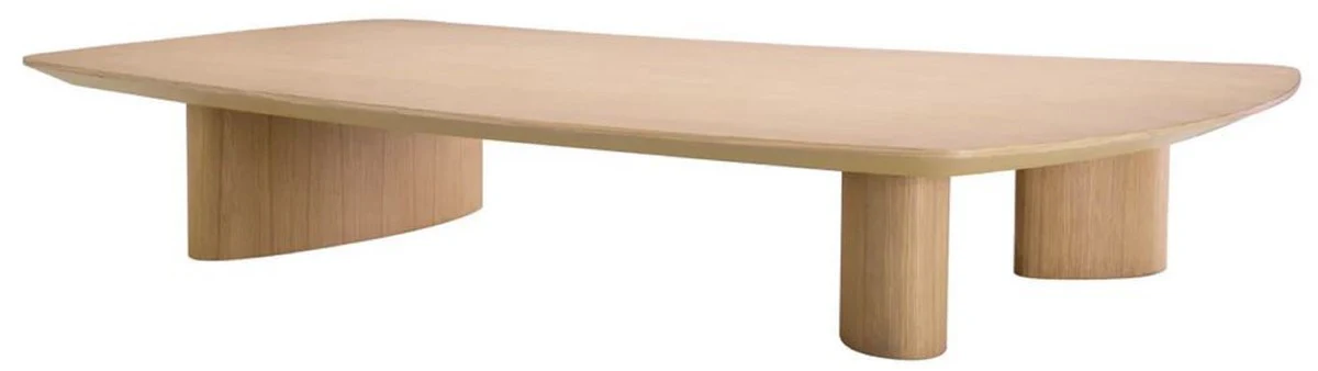 Luxury coffee table natural colors 185 x 120 x H. 30 cm - solid wood living room table with slightly curved table top - living room furniture - hotel furniture - luxury furniture - luxury furnishings