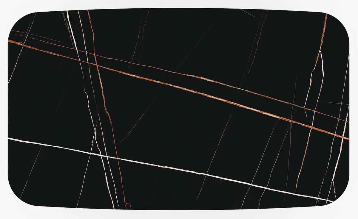 Luxury dining table with tempered glass ceramic table top black / matt black 160-240 x 95 x H. 76 cm - Extendable kitchen table - Dining room furniture - Luxury furniture