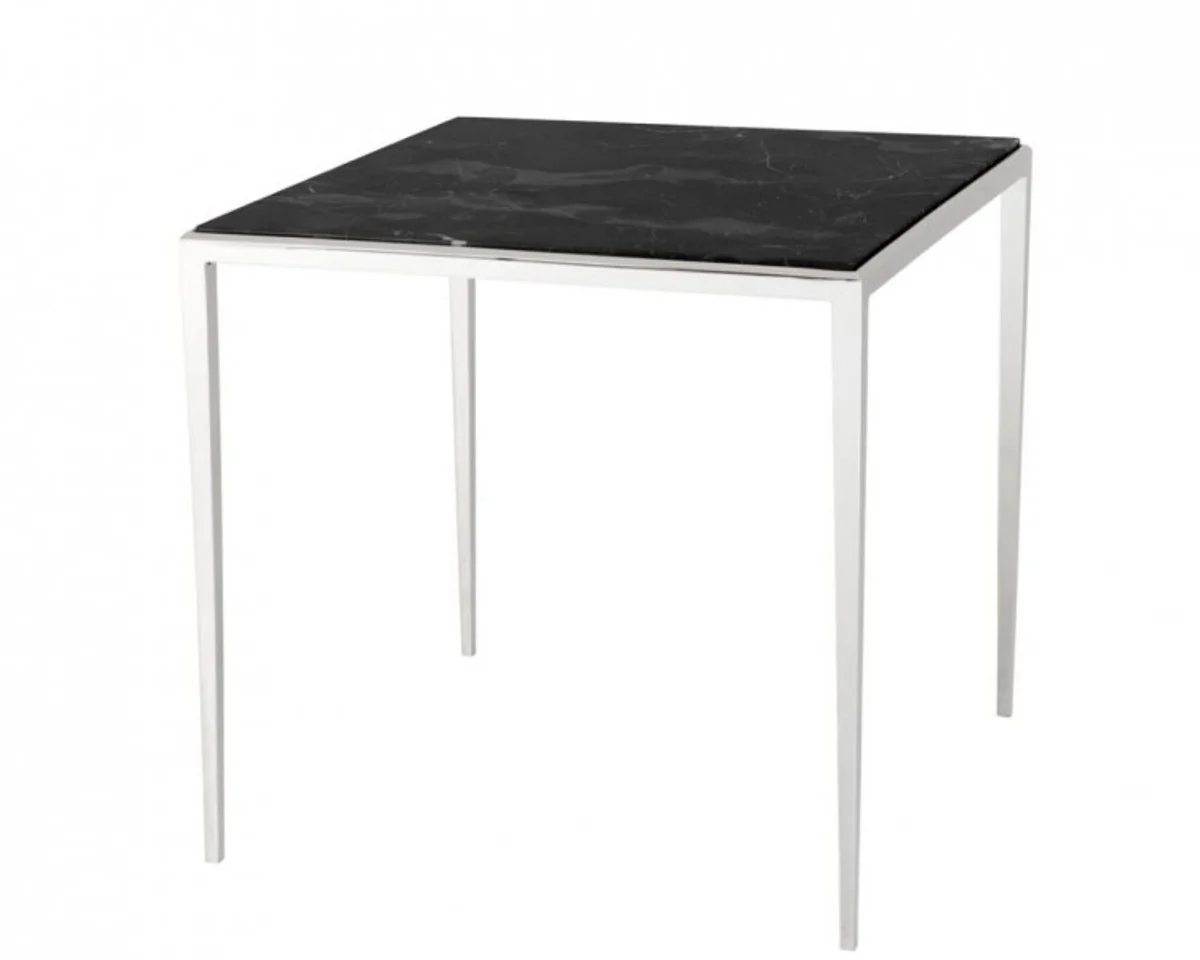 Luxury Art Deco designer side table nickel with brown marble top - hotel table furniture