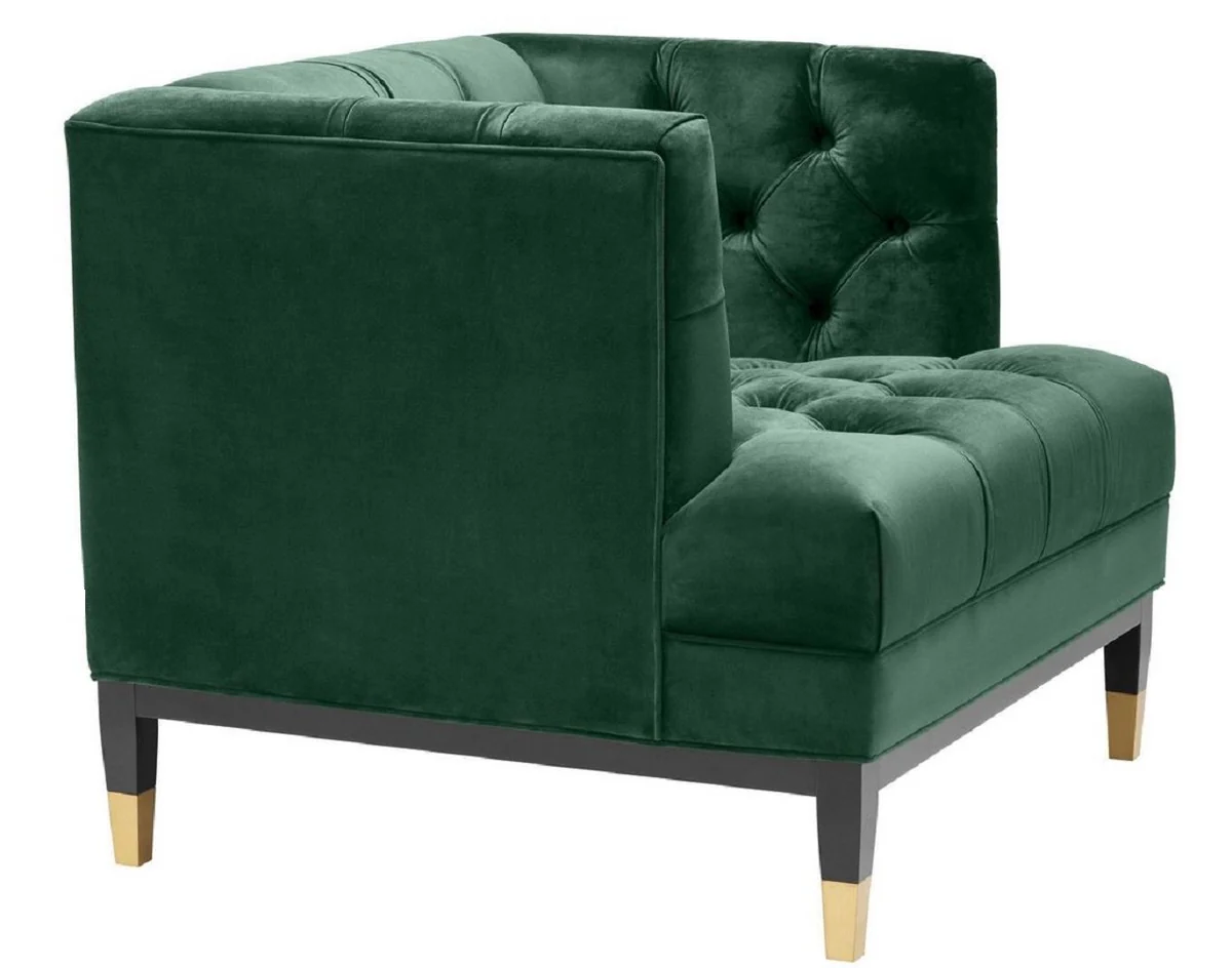 Luxury living room armchair green / black / brass 93 x 85 x H. 79 cm - Chesterfield Furniture