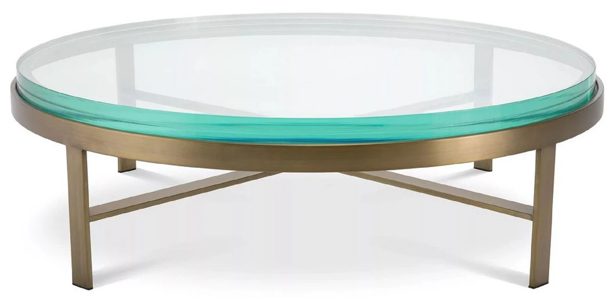 Luxury coffee table brass Ø 97.5 x H. 30 cm - Round living room table with glass top - Living room furniture - Luxury furniture - Living room furnishings - Luxury furnishings