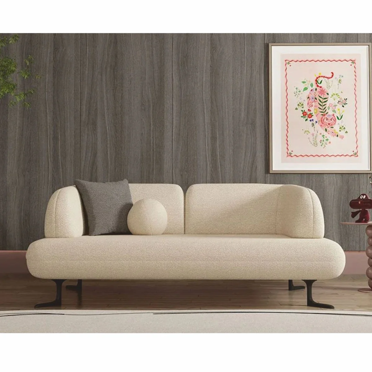 Luxus 2er Sofa mit verstellbaren Rückenlehnen Creme / Schwarz 169 cm - Luxus Möbel