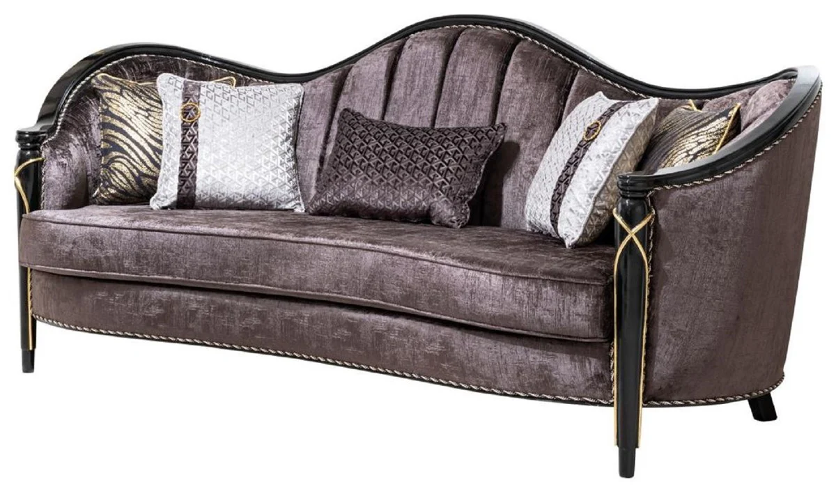 Luxury Baroque Living Room Sofa Purple / Black / Gold 250 cm
