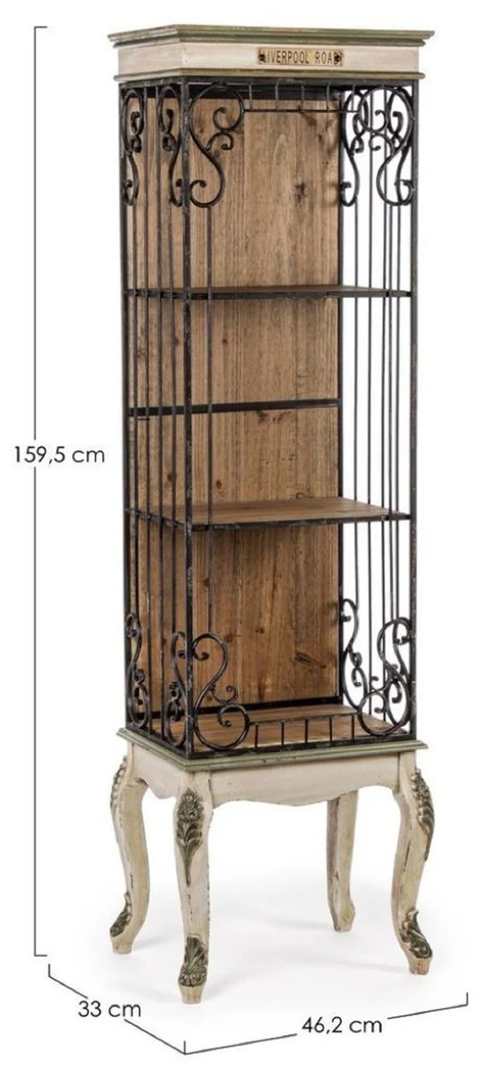 Baroque bookcase cream / brown 46.2 x 33 x H. 159.5 cm - Baroque cupboard - Baroque shelf cabinet - Baroque living room furniture - Baroque office furniture - Baroque furnishings