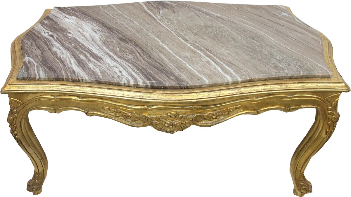 Baroque coffee table gold with inserted marble top - furniture living room table antique style