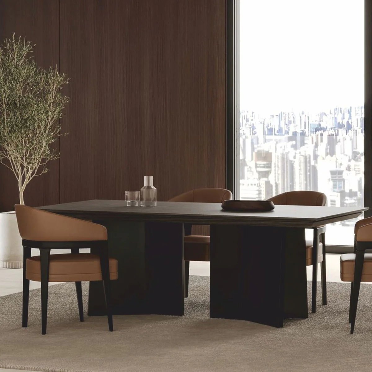 Luxury dining table dark brown 220 cm - Hotel & Dining Room Furniture