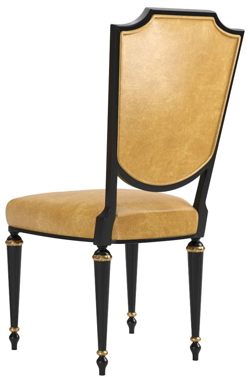 Luxury Baroque dining room chair set gold / black / antique gold 50 x 50 x H. 105 cm - Noble kitchen chairs with high-quality leather - Baroque chairs set of 6 - Dining room furniture