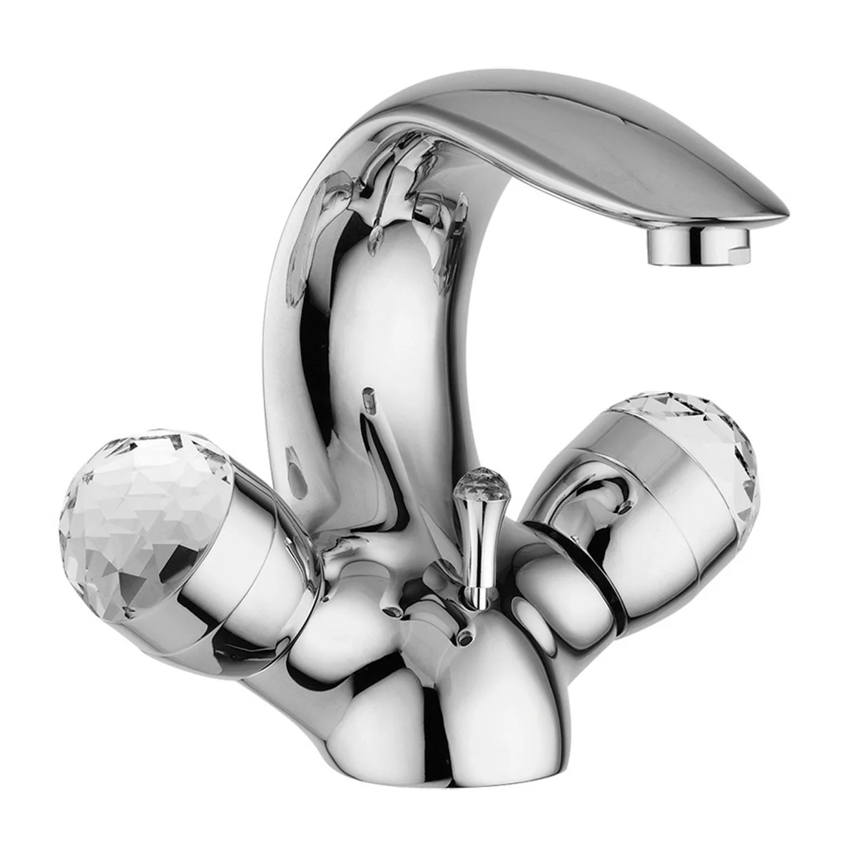 Luxury bathroom accessories - Art Nouveau retro washbasin tap single hole mixer series Cristallo - Made in Italy