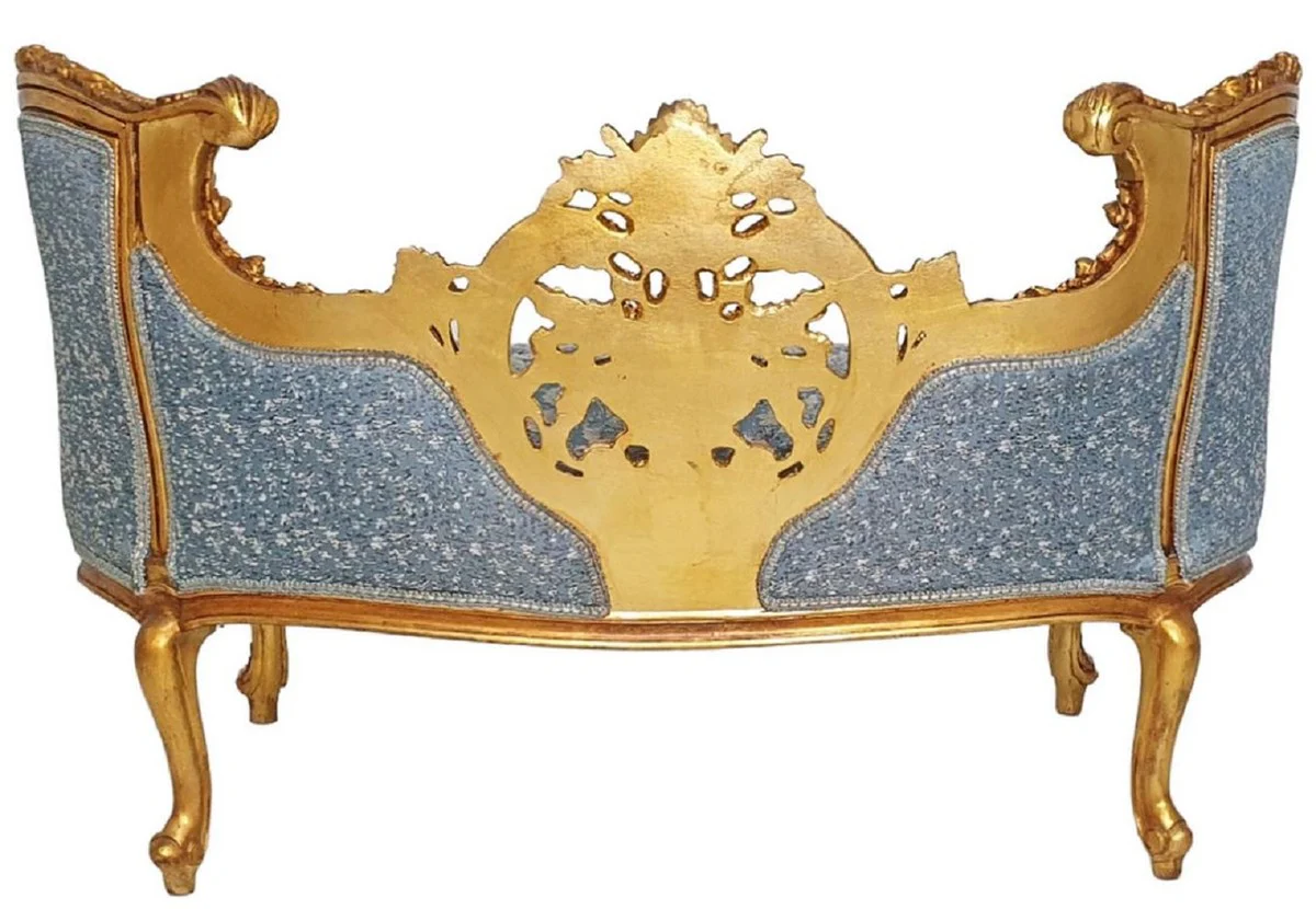 Baroque sofa light blue / gold - magnificent living room sofa in baroque style - living room furniture in baroque style - baroque furniture - baroque furnishings