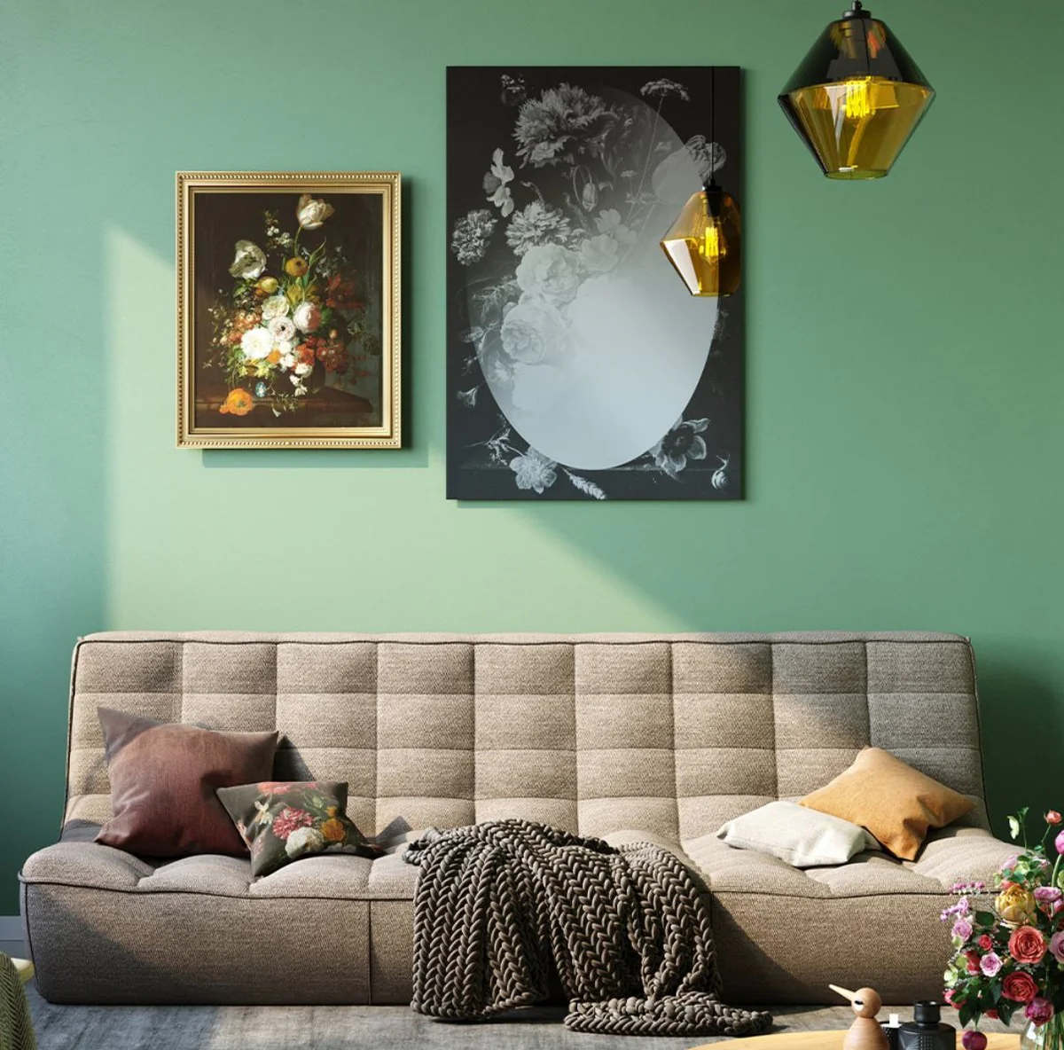 Designer wall mirror black / gray 70 x H. 101.3 cm - wardrobe mirror - living room mirror - bedroom mirror - luxury quality