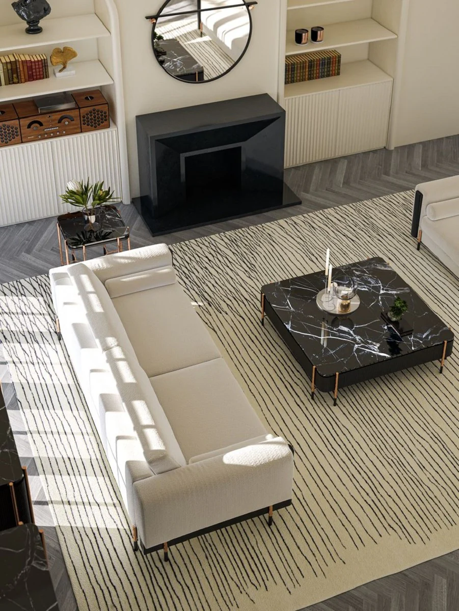 Luxury side table black / matt black / copper 59 x 59 x H. 55 cm - Square table with marble top - Living room furniture - Hotel furniture - Luxury furniture