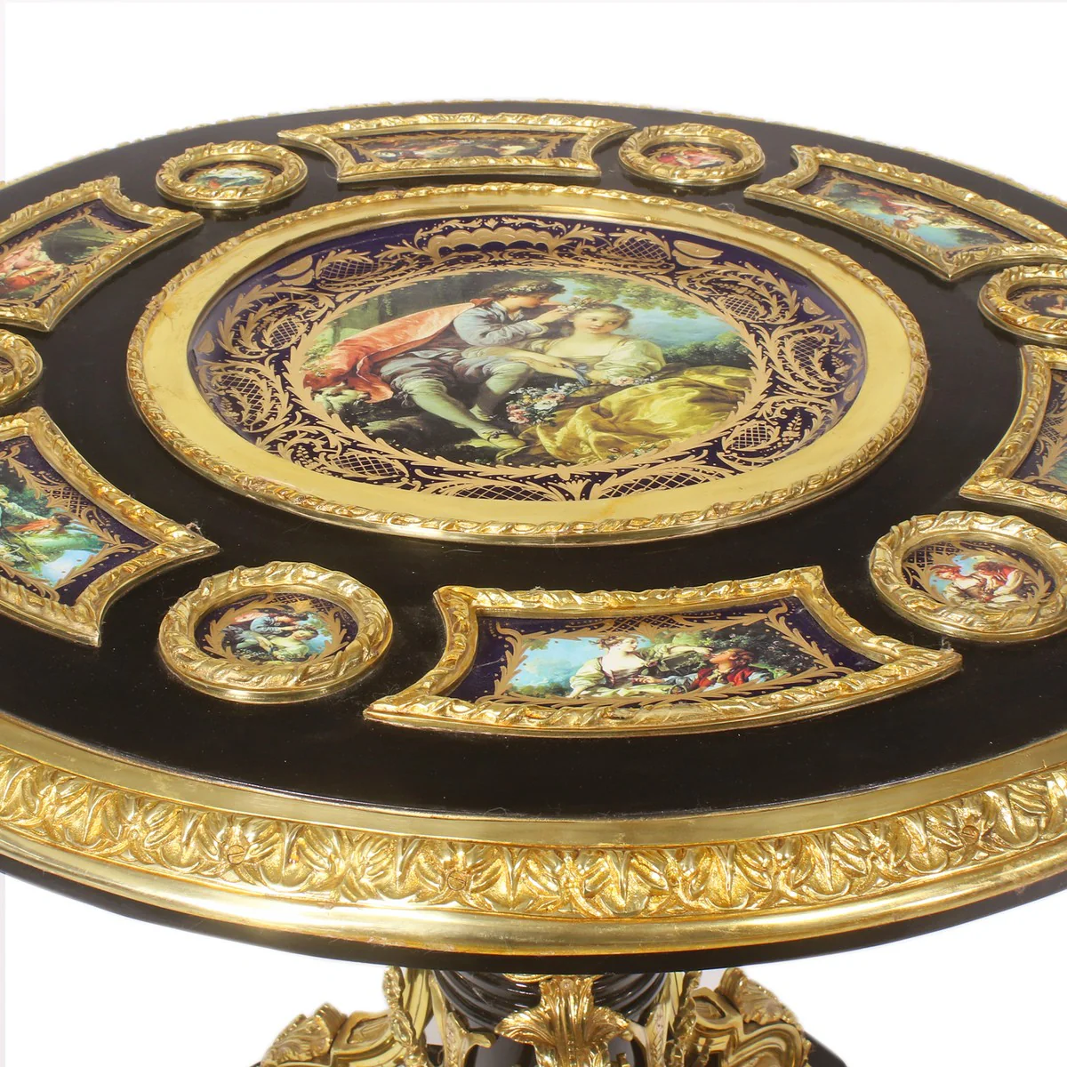 Baroque side table red brown / gold diameter 108 cm, height 89 cm handmade, hand painted - limited edition