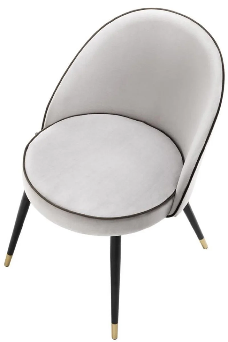 Luxury dining room chair set light gray / black / brass 55 x 64 x H. 83 cm - Dining room furniture - Luxury collection