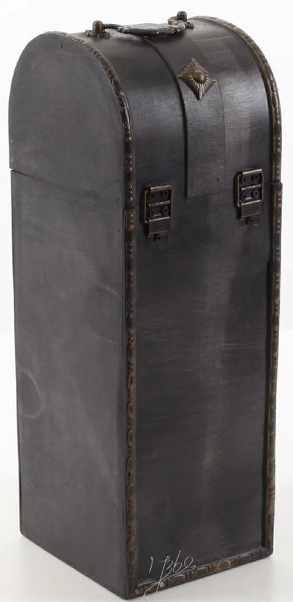 Art Deco wine case / wine box black 14.5 x 12.5 x H. 37 cm - wooden case