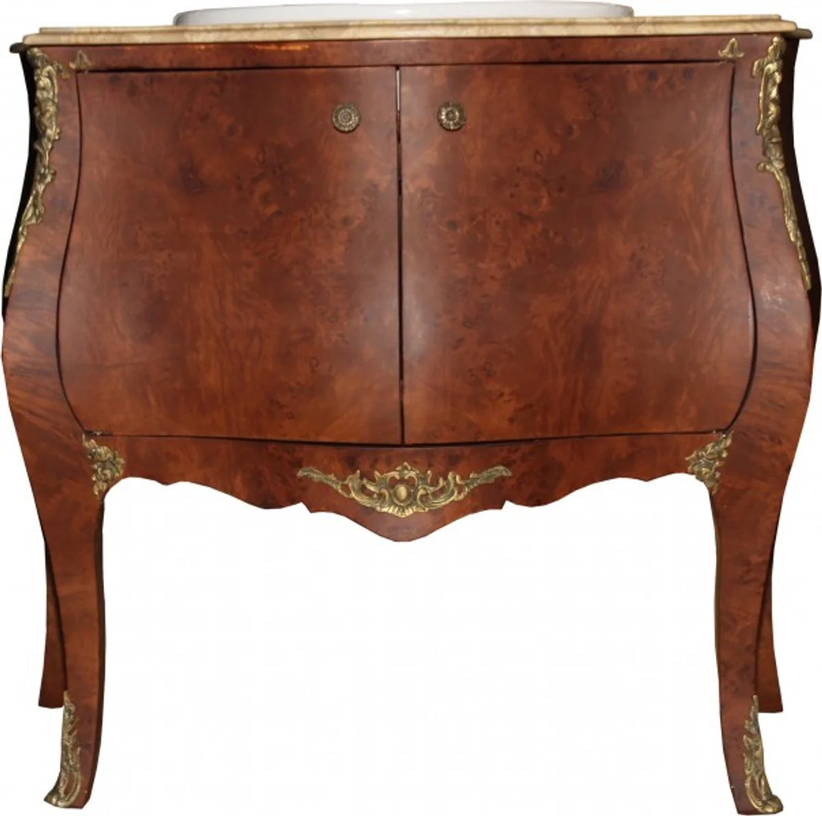 Baroque washbasin brown with cream marble top - Baroque bathroom furniture