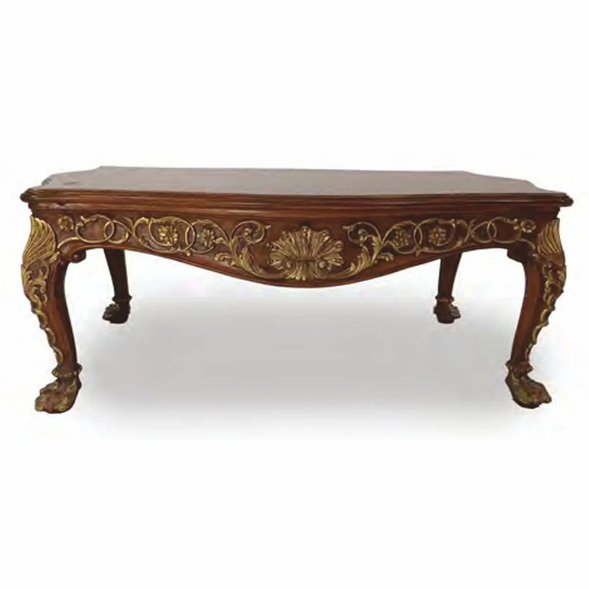 Luxury Baroque Coffee Table Dark Brown / Gold 121 cm - Baroque Furniture - Made in Italy