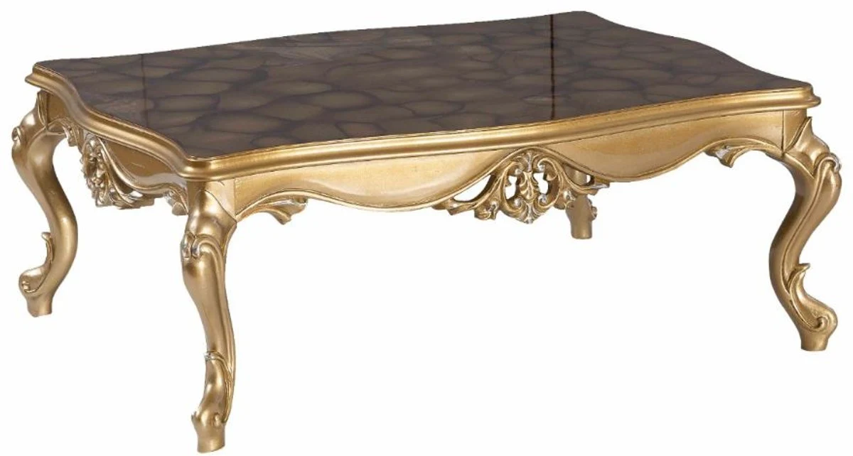 Luxury baroque coffee table black / gold 130 x 96 x H. 48 cm - Magnificent living room table in baroque style - Baroque furniture