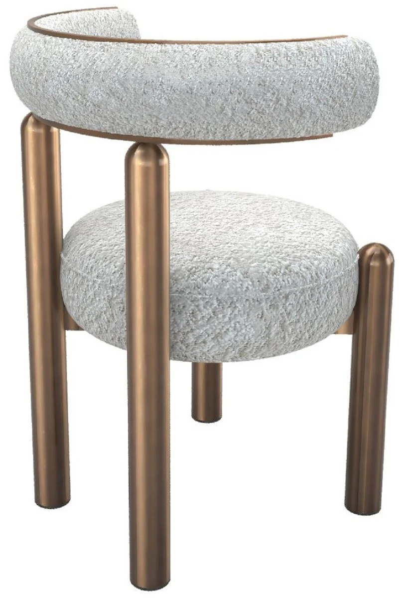 Luxury dining room chair with curved backrest white / bronze - dining room furniture