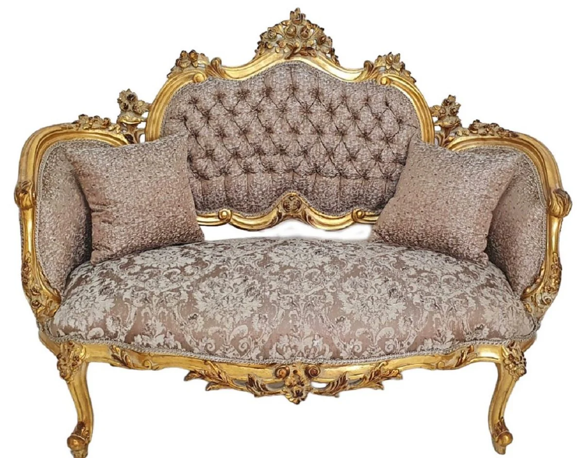 Baroque sofa brown / antique gold - magnificent living room sofa in baroque style - living room furniture in baroque style - baroque furniture - baroque furnishings