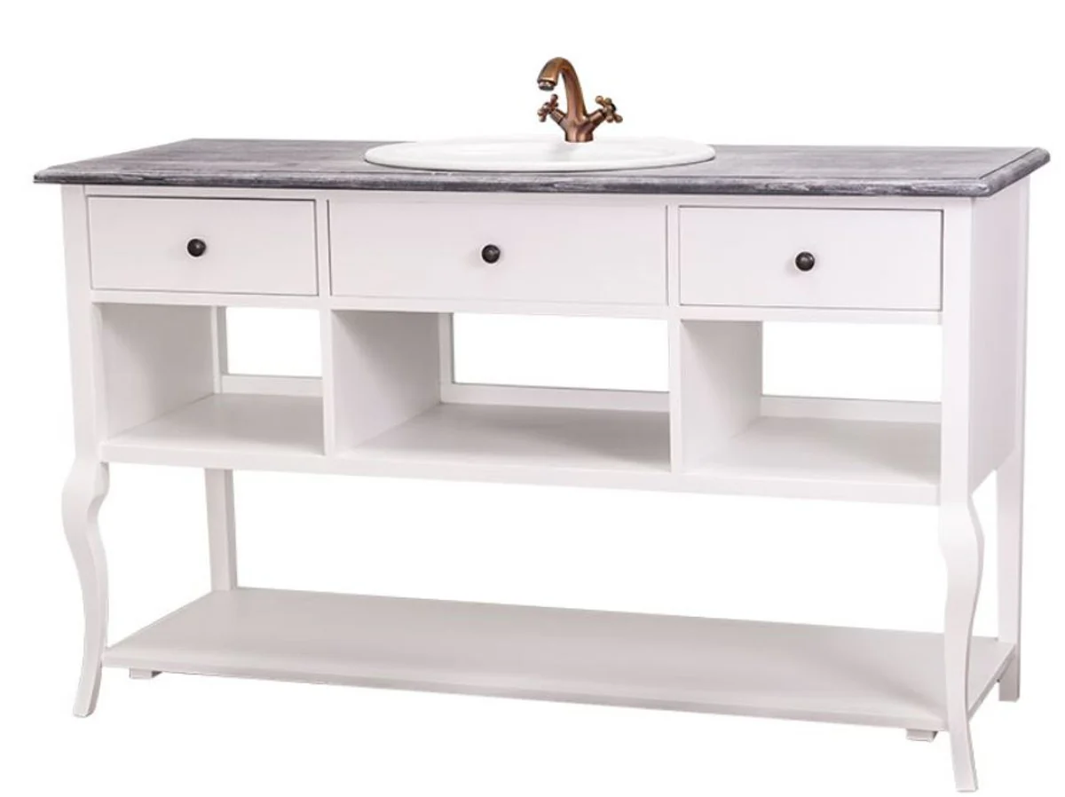 Country house style wash cabinet washbasin without sink gray / white - bathroom cabinet