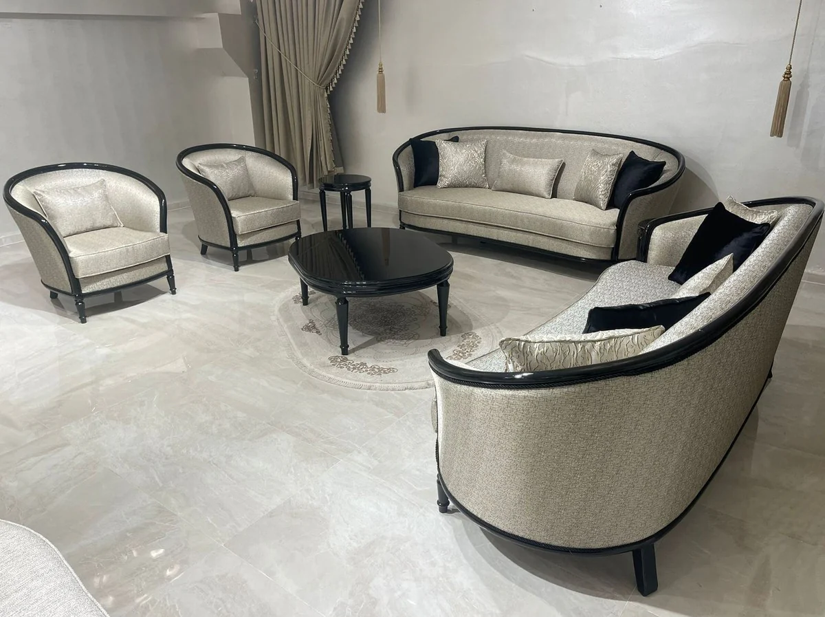 Luxury baroque side table black - round solid wood table in baroque style - luxury living room furniture in baroque style - baroque furniture - noble and magnificent