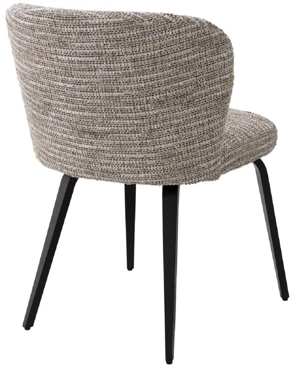 Luxury dining room chair beige / black 57 x 69 x H. 81 cm - Padded kitchen chair in retro design - Luxury retro dining room furniture