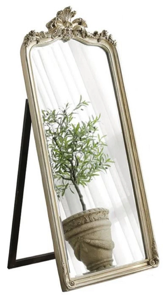 Luxury Baroque standing mirror antique silver - Magnificent Baroque style mirror - Luxury bedroom furniture in Baroque style - Baroque furniture - Luxury quality - Made in Italy