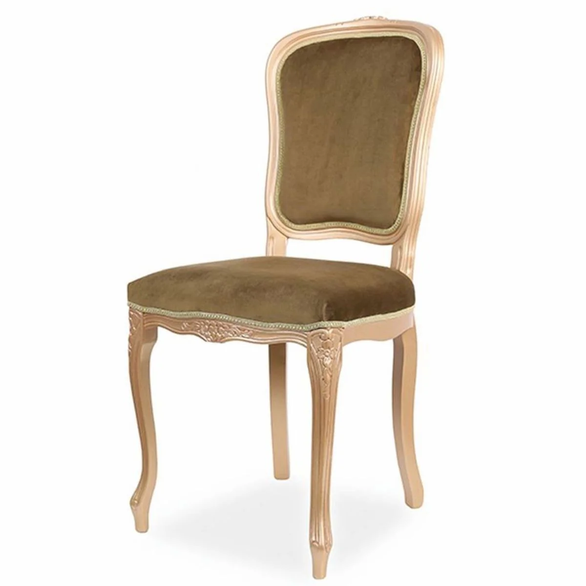 Luxury Baroque Dining Room Chair Set of 4 Olive Green / Beige H. 100 cm - Baroque Dining Room Furniture