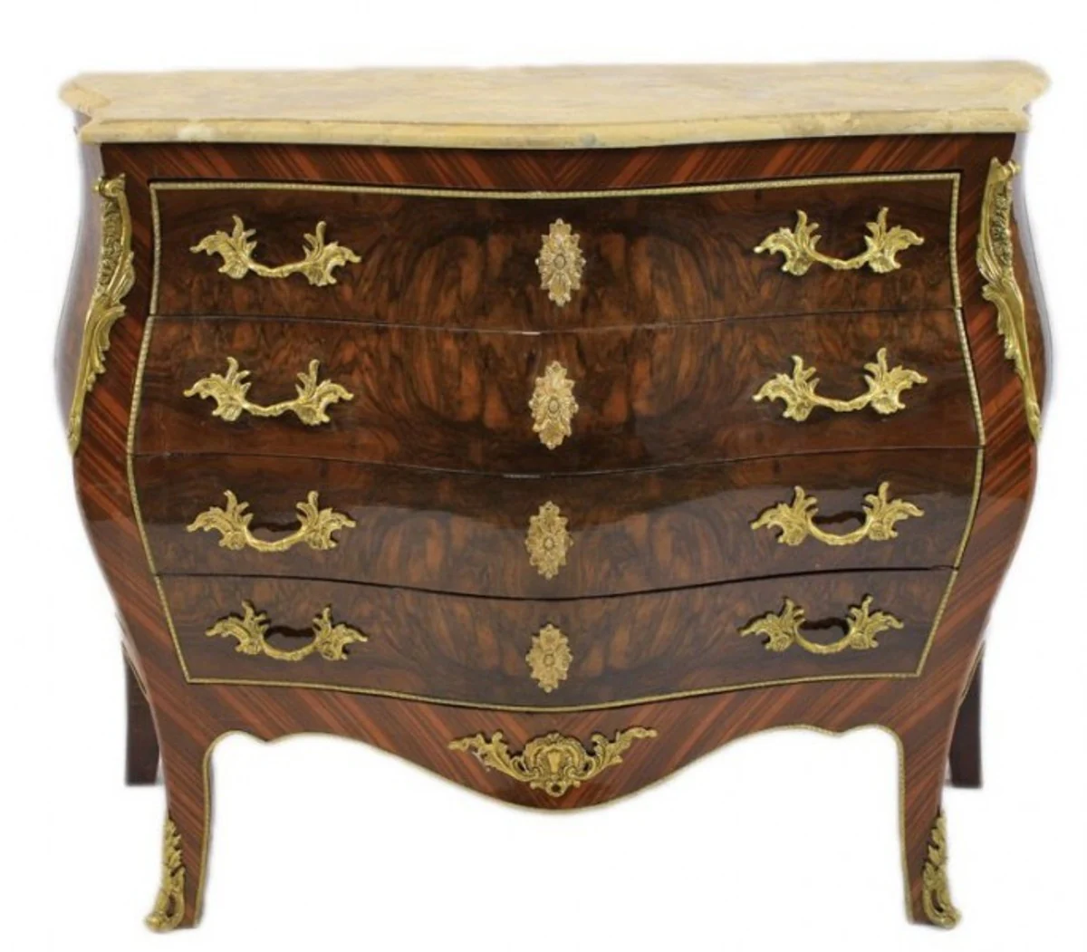 Baroque chest of drawers brown with cream marble top - Bombay Empire chest of drawers