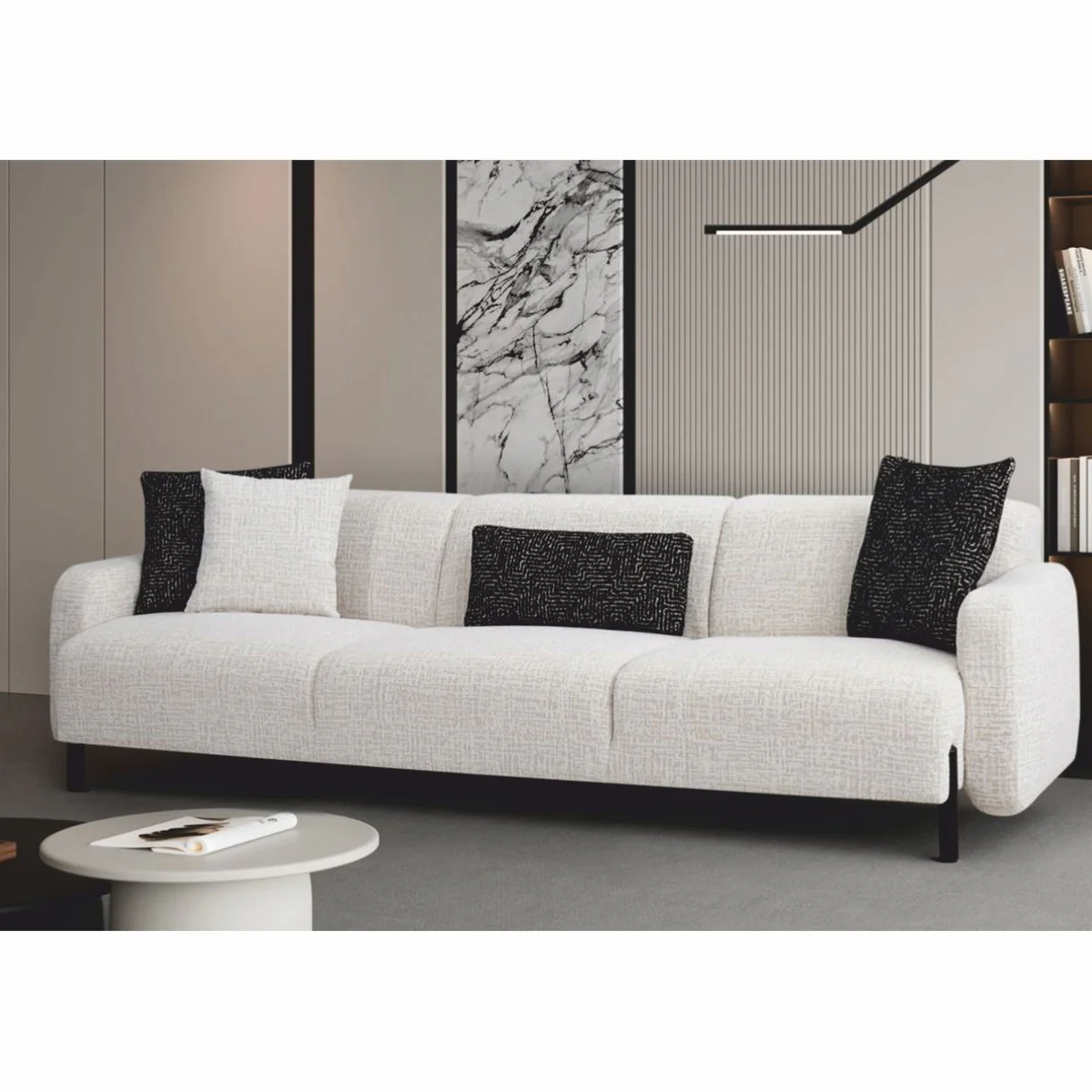 Luxus 4er Sofa Weiß / Schwarz 280 cm - Wohzimmer & Hotel Möbel