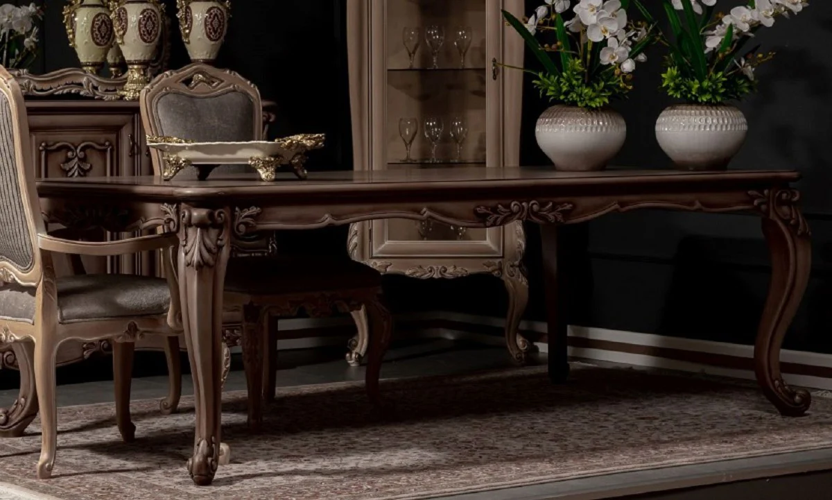 Luxury baroque dining table brown - magnificent solid wood dining room table in baroque style - baroque dining room furniture
