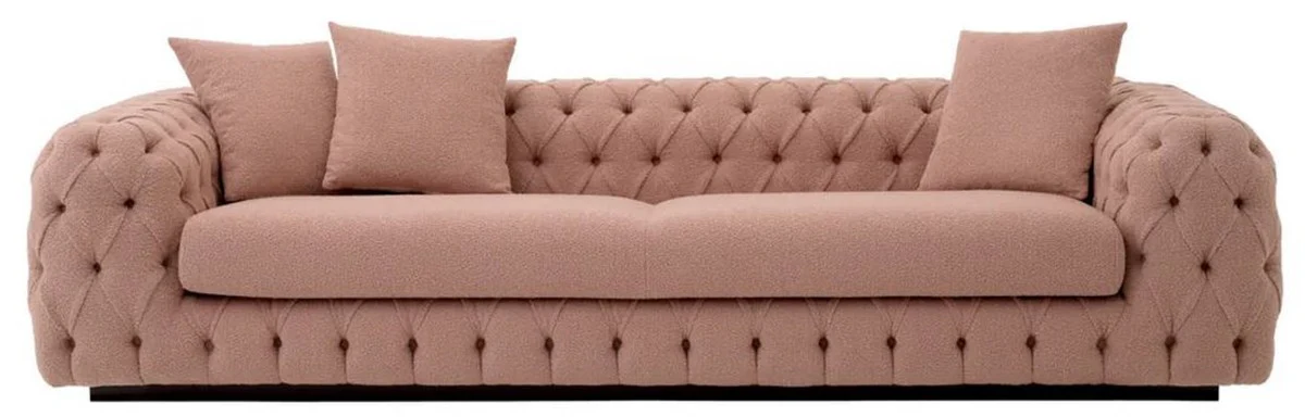 Luxury Chesterfield Sofa Vintage Pink / Black 255 x 105 x H. 60 cm - Living Room Sofa - Hotel Sofa - Living Room Furniture - Chesterfield Furniture - Luxury Furniture - Luxury Furnishings