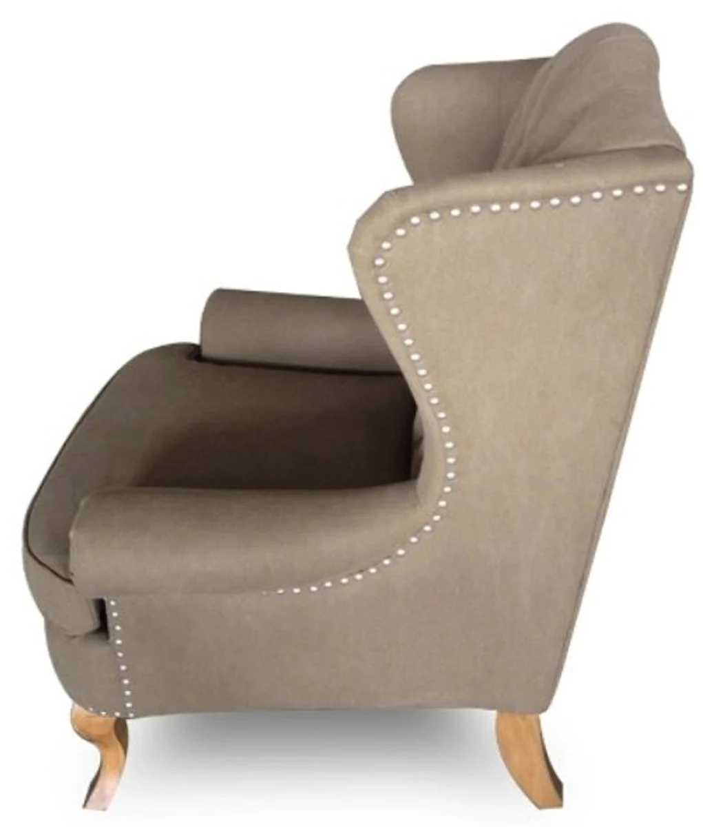 Luxury Chesterfield wing chair light brown 87 x 89 x H. 109 cm - living room furniture