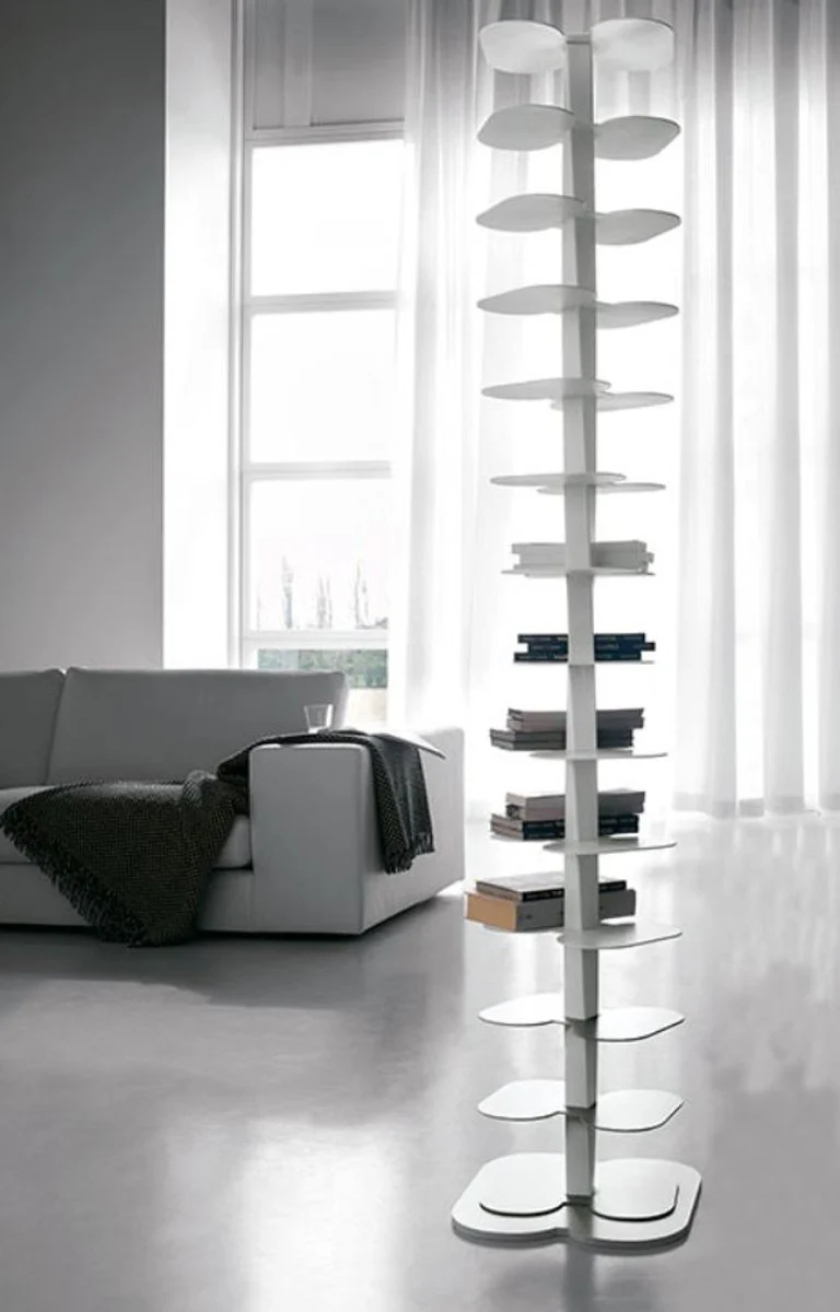 Luxury bookcase white 36 x 36 x H. 181 cm - Freestanding stainless steel bookcase - Living room furniture - Luxury collection