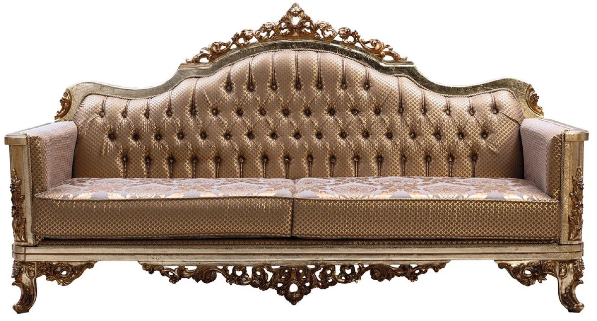 Luxury baroque sofa copper / antique silver / gold - baroque style living room sofa with elegant pattern - luxury living room furniture in baroque style - baroque furnishings - baroque furniture