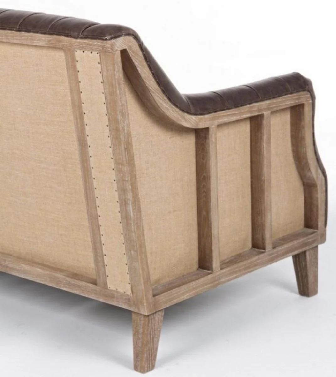 Luxury Chesterfield faux leather sofa dark brown / natural color 140 x 85 x H. 85 cm - living room sofa - living room furniture - Chesterfield furniture - luxury furniture - luxury furnishings